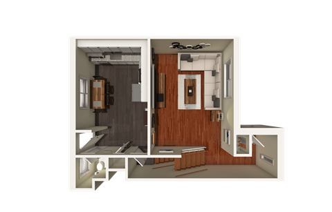 Floor plan for 2 beds, 1.5 baths, 1140 sqft
